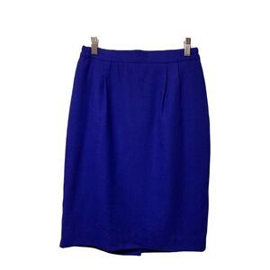 vintage IVANA ladies 100% wool mid length royal blue skirt size 8